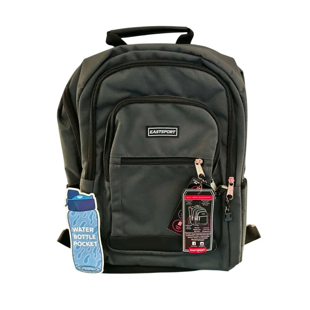 Eastsport Gail Tech Backpack Unisex One Size Grey NWT Laptop Sleeve Padded Back